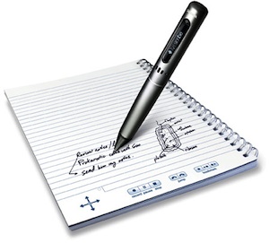 The Livescribe Pulse smart pen captures audio and notes, which can be saved to a computer (Mac OS X or Windows) or reviewed through the pens headphone jack.